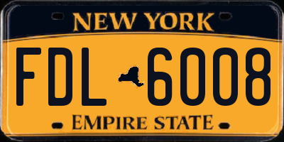 NY license plate FDL6008