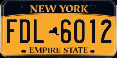 NY license plate FDL6012