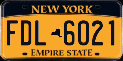NY license plate FDL6021