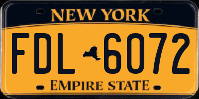 NY license plate FDL6072