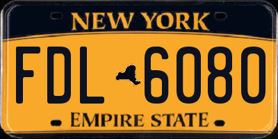 NY license plate FDL6080