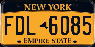 NY license plate FDL6085