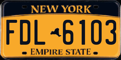 NY license plate FDL6103
