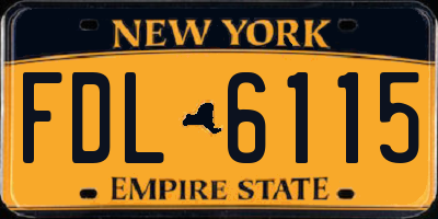 NY license plate FDL6115