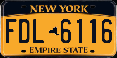 NY license plate FDL6116