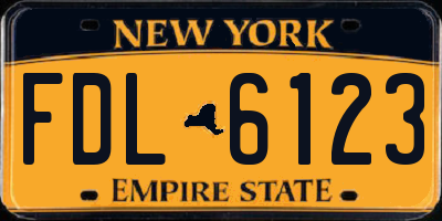 NY license plate FDL6123