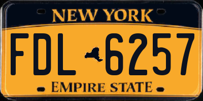 NY license plate FDL6257