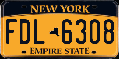 NY license plate FDL6308