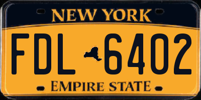 NY license plate FDL6402