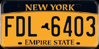 NY license plate FDL6403