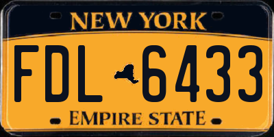 NY license plate FDL6433