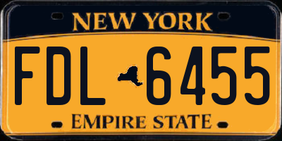 NY license plate FDL6455