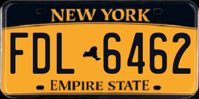 NY license plate FDL6462