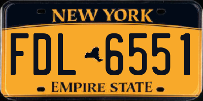 NY license plate FDL6551
