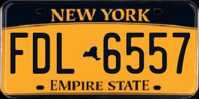 NY license plate FDL6557