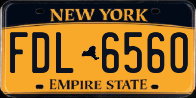 NY license plate FDL6560