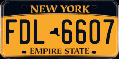 NY license plate FDL6607