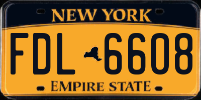 NY license plate FDL6608