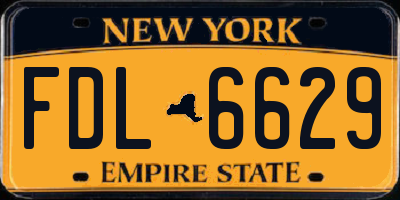 NY license plate FDL6629