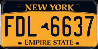 NY license plate FDL6637