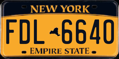 NY license plate FDL6640