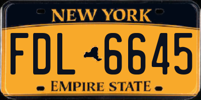 NY license plate FDL6645