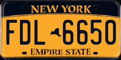 NY license plate FDL6650