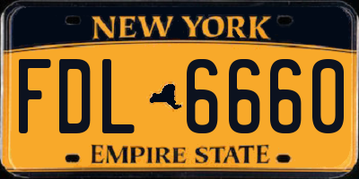 NY license plate FDL6660