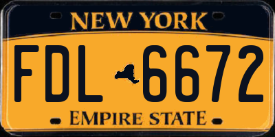 NY license plate FDL6672