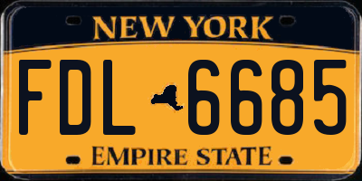 NY license plate FDL6685