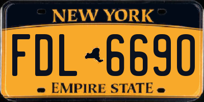 NY license plate FDL6690