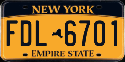 NY license plate FDL6701