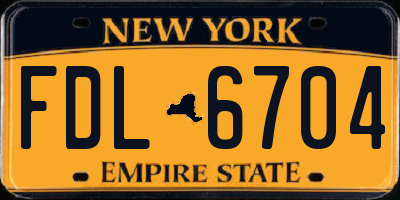 NY license plate FDL6704