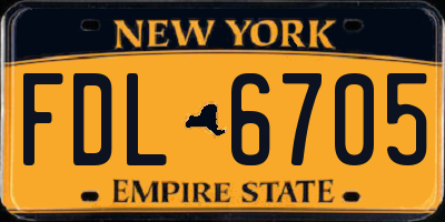 NY license plate FDL6705