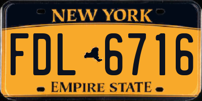 NY license plate FDL6716