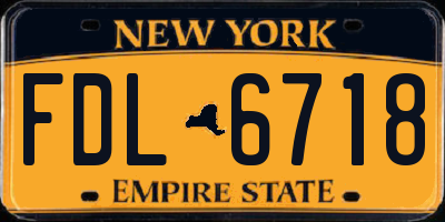 NY license plate FDL6718