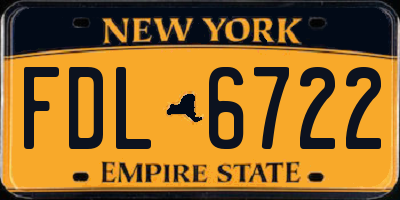 NY license plate FDL6722