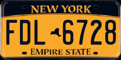 NY license plate FDL6728