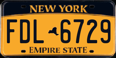 NY license plate FDL6729