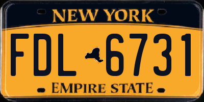 NY license plate FDL6731