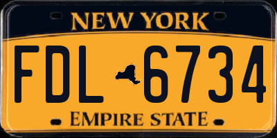 NY license plate FDL6734