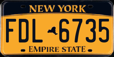 NY license plate FDL6735