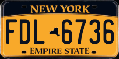 NY license plate FDL6736