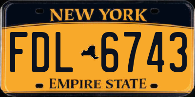 NY license plate FDL6743
