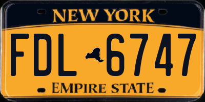NY license plate FDL6747