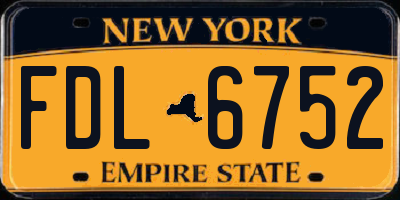 NY license plate FDL6752