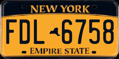 NY license plate FDL6758