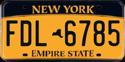 NY license plate FDL6785