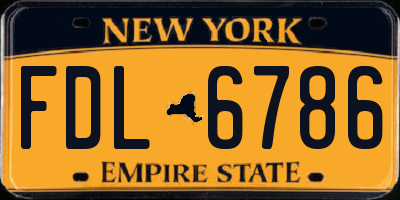 NY license plate FDL6786
