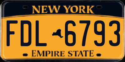 NY license plate FDL6793
